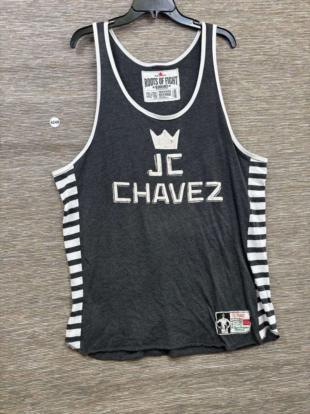Roots Of Fight Tank Top Mens 2XL Gray JC Chavez Boxing Jersey Bloodlines
